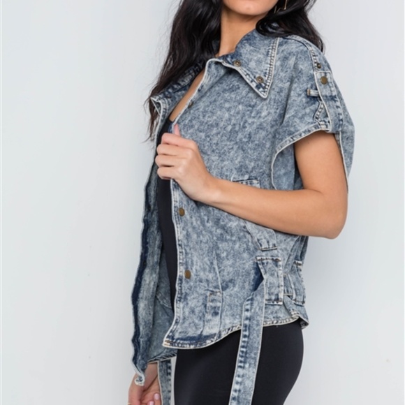 NOVA ACID WASH SHORT SLEEVE JACKET light wash - Picture 2 of 6